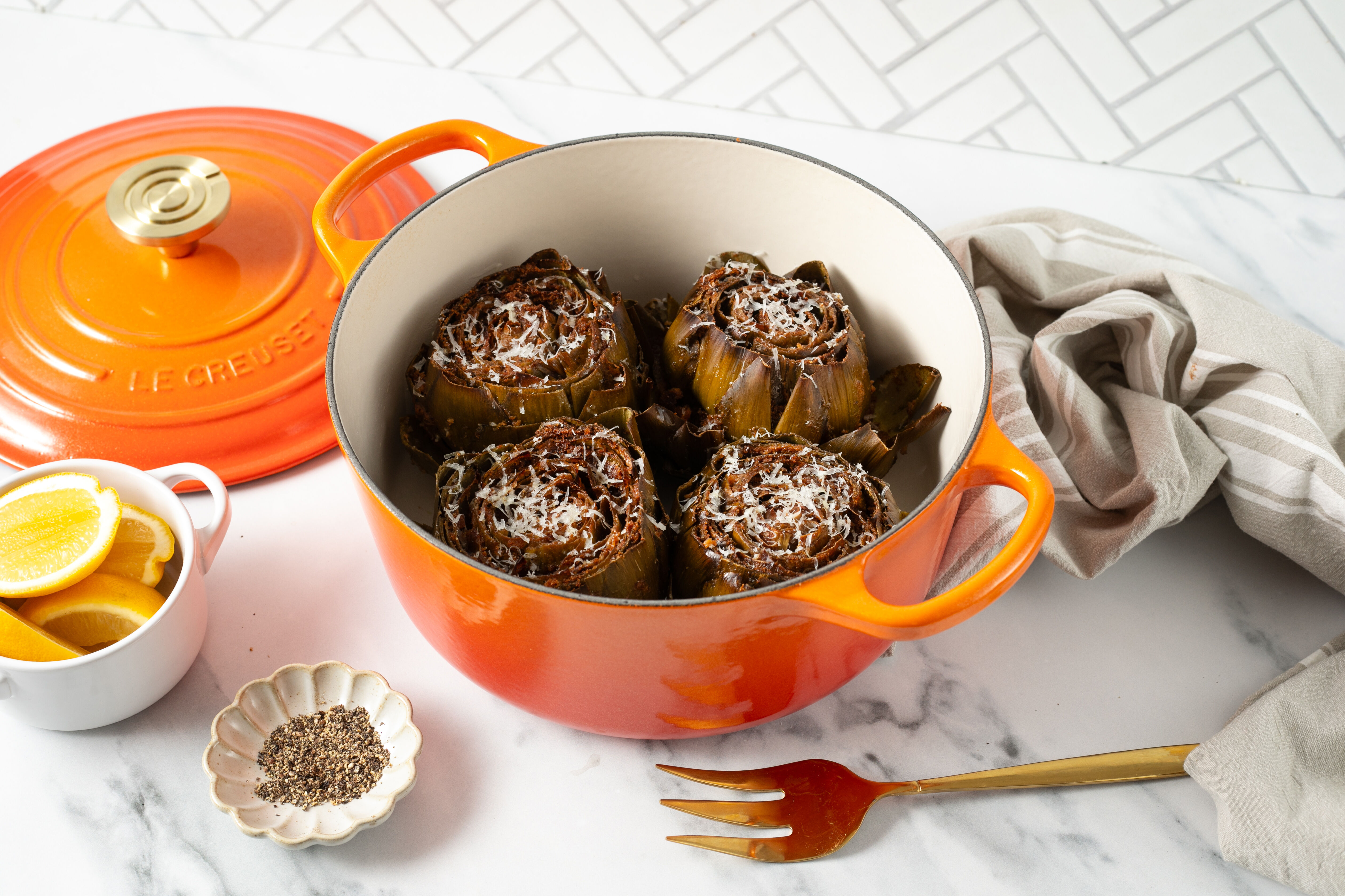 Cacio e Pepe Stuffed Artichokes | Le Creuset®